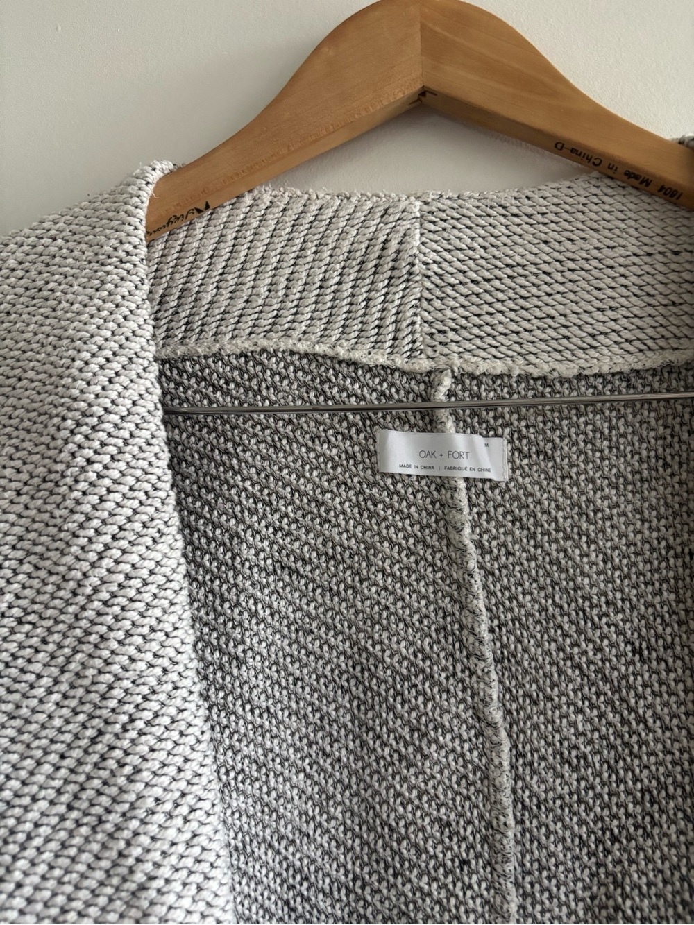 OAK + FORT Textured Open-Front Cardigan Light Gray - Picture 8 of 16